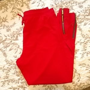 Zyia red everywhere zipper joggers size large